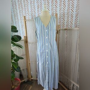 Laura Ashley Blue and White Striped Dress
